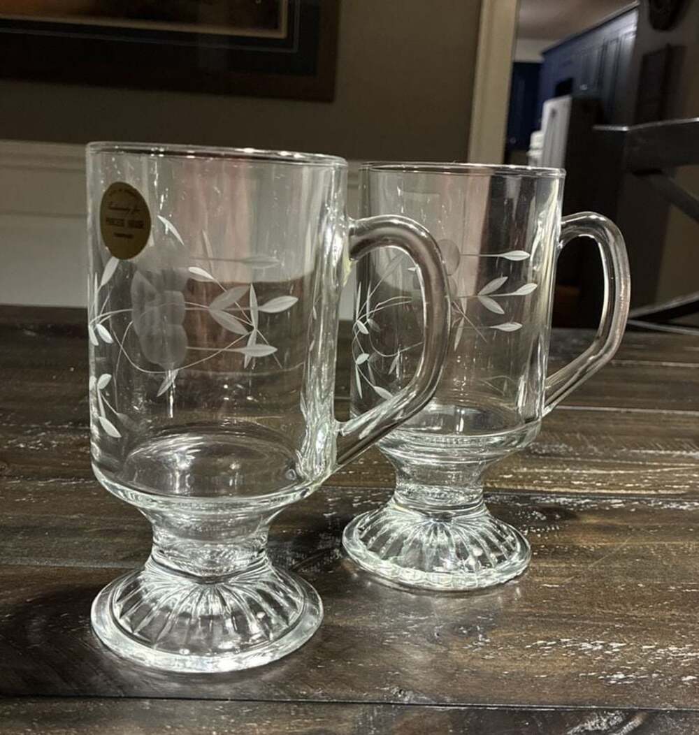 Set of 2 Vintage Princess House Heritage Footed Irish Coffee Mugs